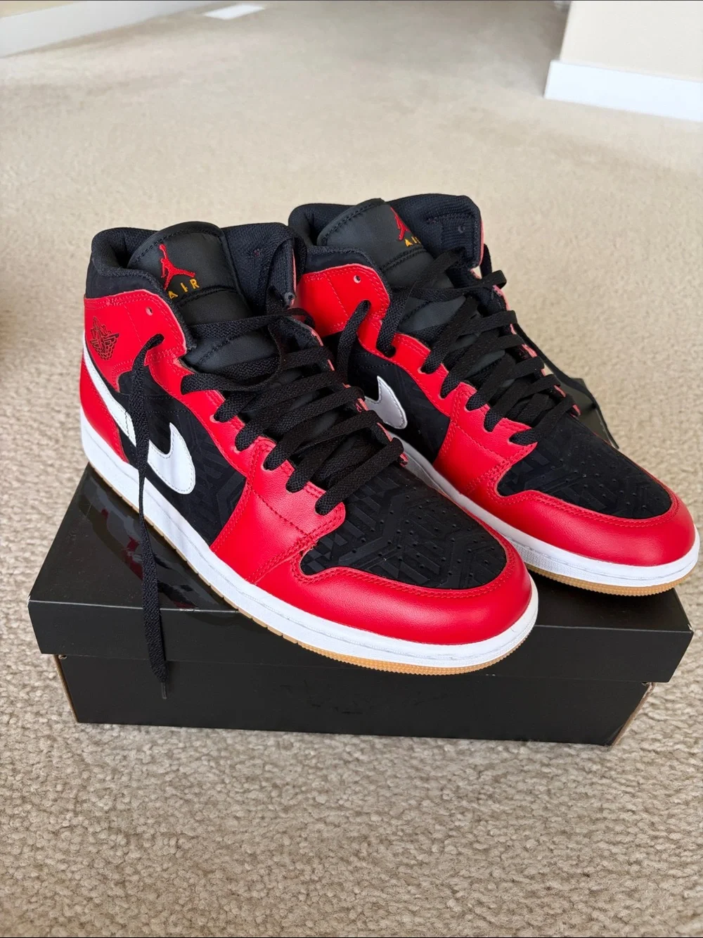 Jordan Mid-Top Sneakers - Black/Red/White